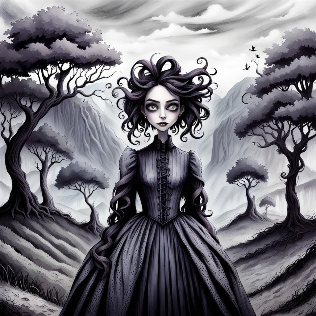 Tim Burton Style Purple and Black  by @Melissa