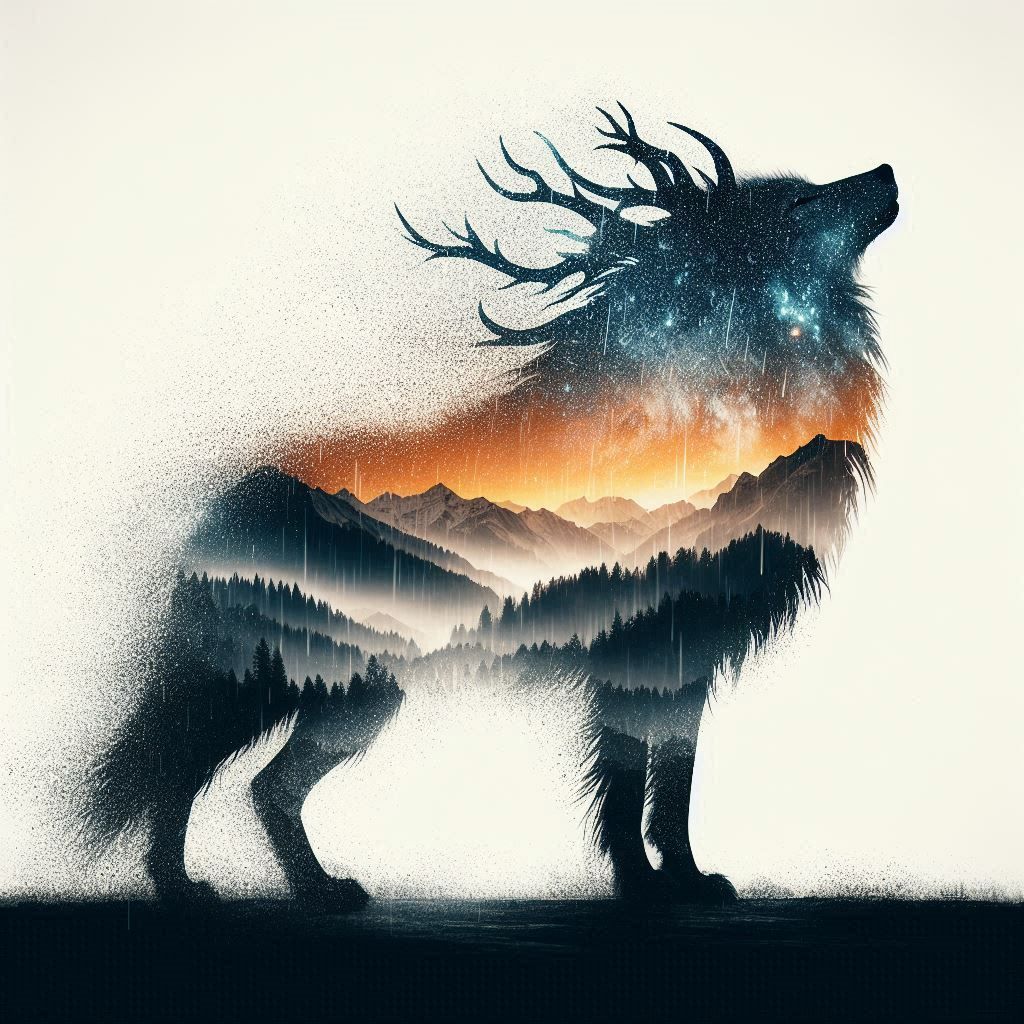 double exposure beautiful fantasy portrait landscape..