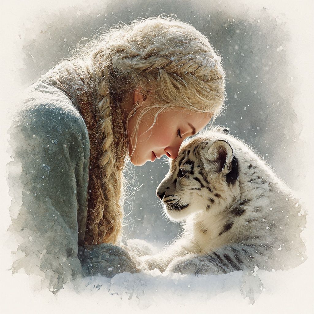 Tender Moment with Snow Leopard  by @Kata Lianna Tanaii
