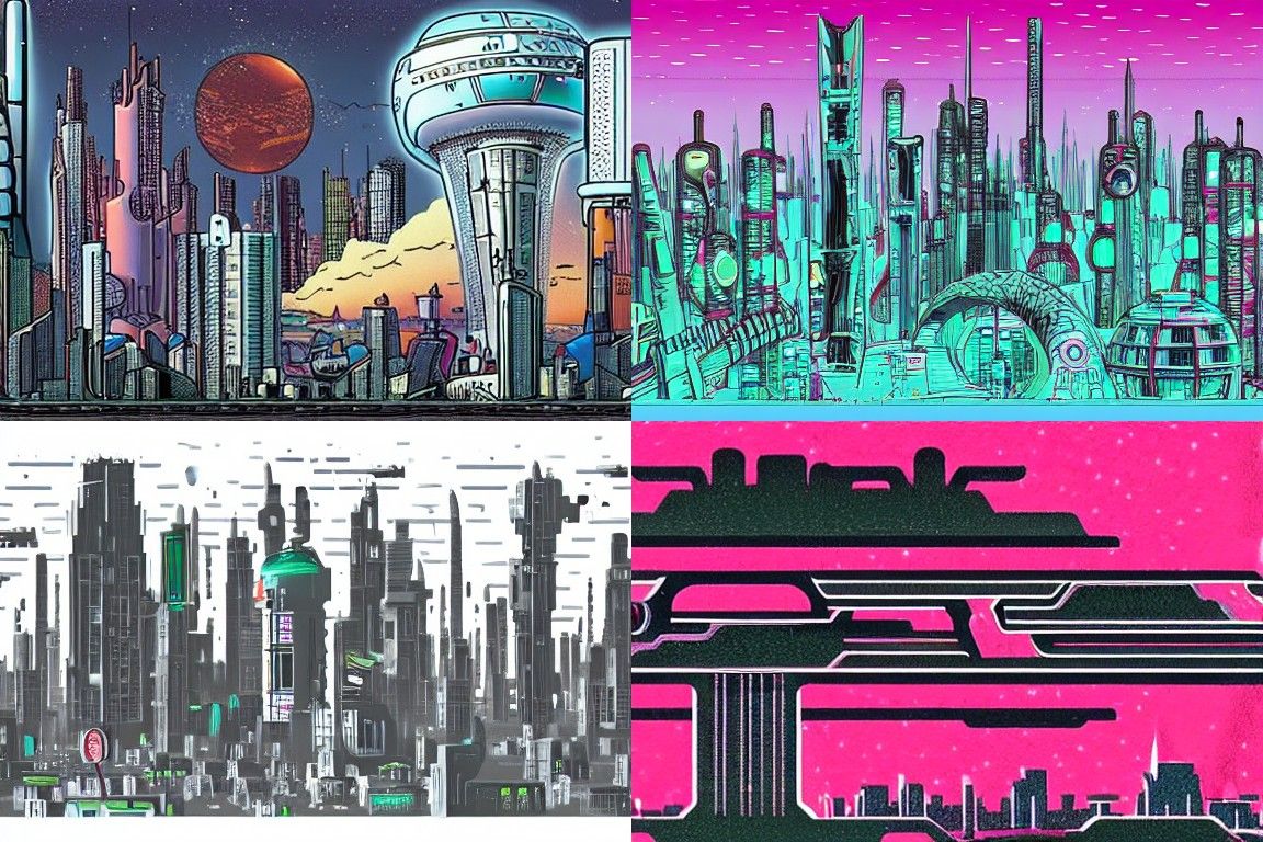Sci-fi city in the style of Transgressive art