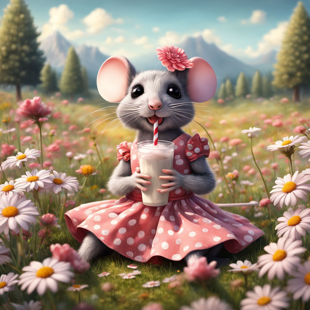 Mouse on a flower meadow
