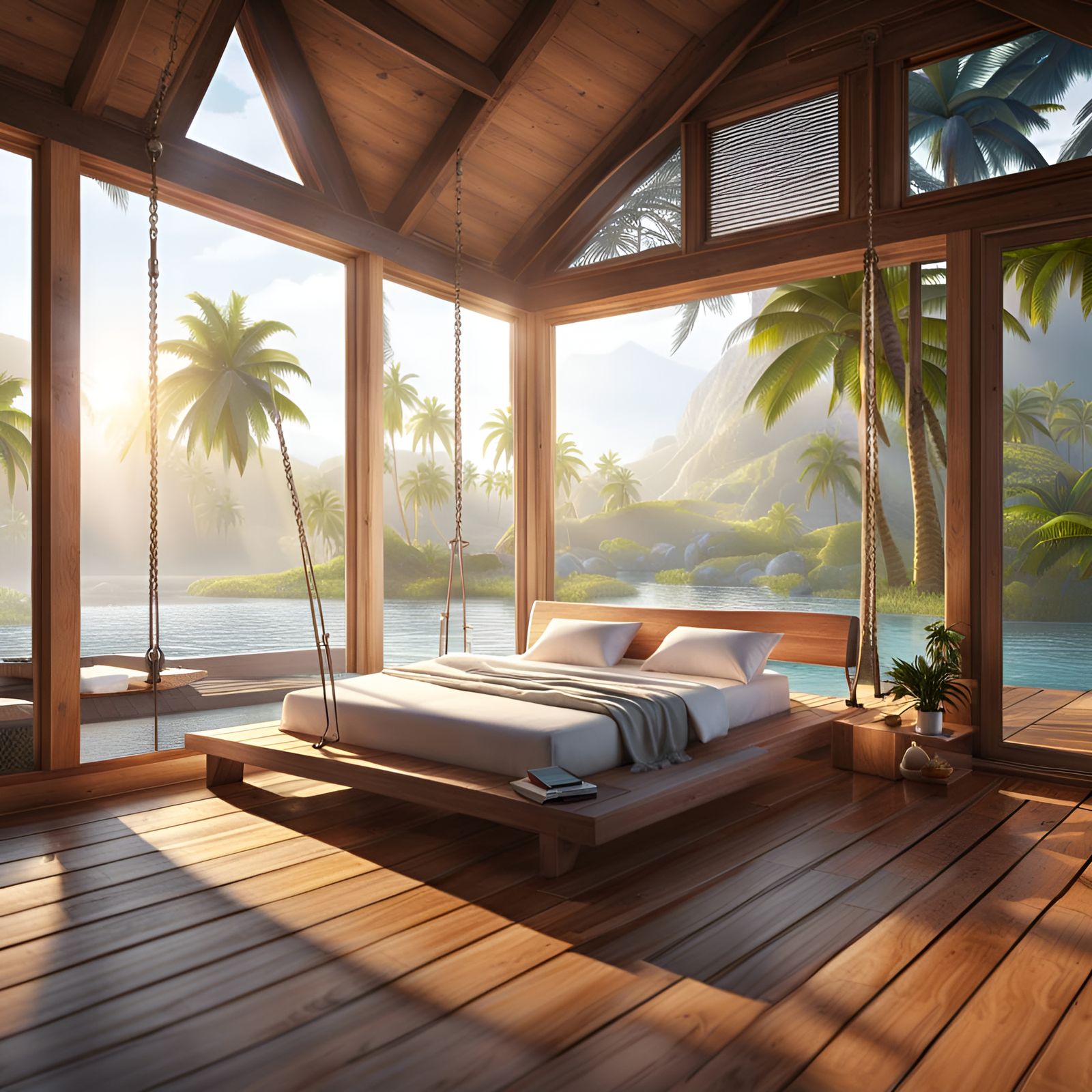 A Cozy Island Bedroom - AI Generated Artwork - NightCafe Creator