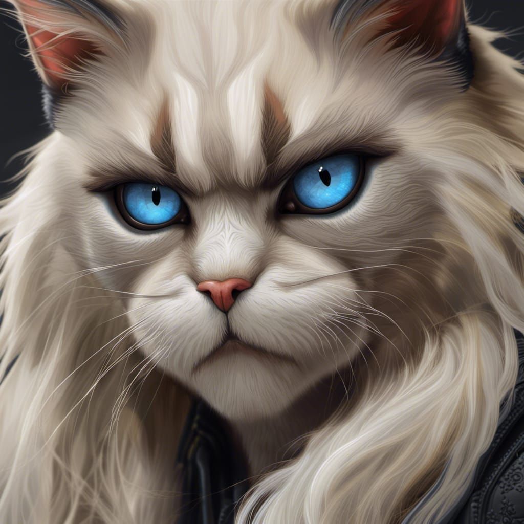 a vampire cat with fangs and blue eyes halloween - AI Generated Artwork ...