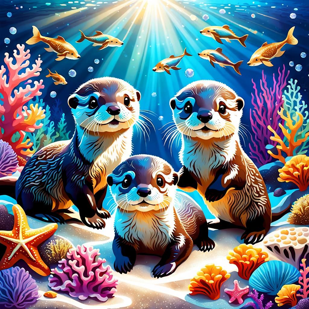 (Adorable baby otters that sparkle and shine 1.3) swimming t...