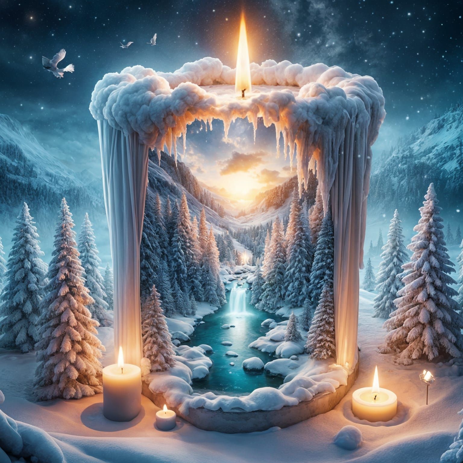 Ethereal Winter Candlelight