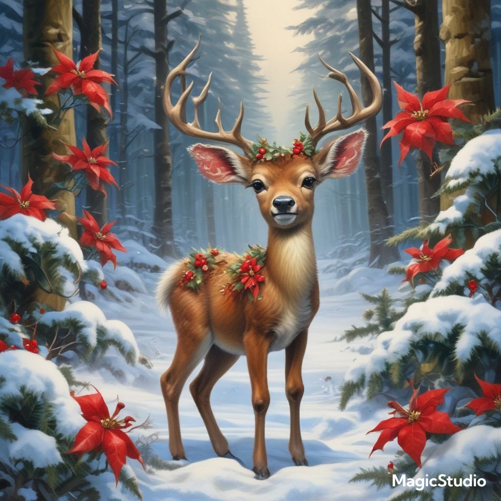 #poinsettia #bambi #wintermagic #cute