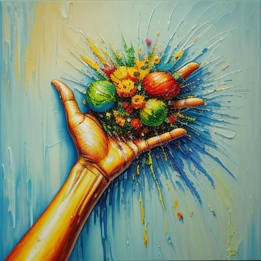 Expressionist Handprint Wall Art in Neo-Impressionist Style