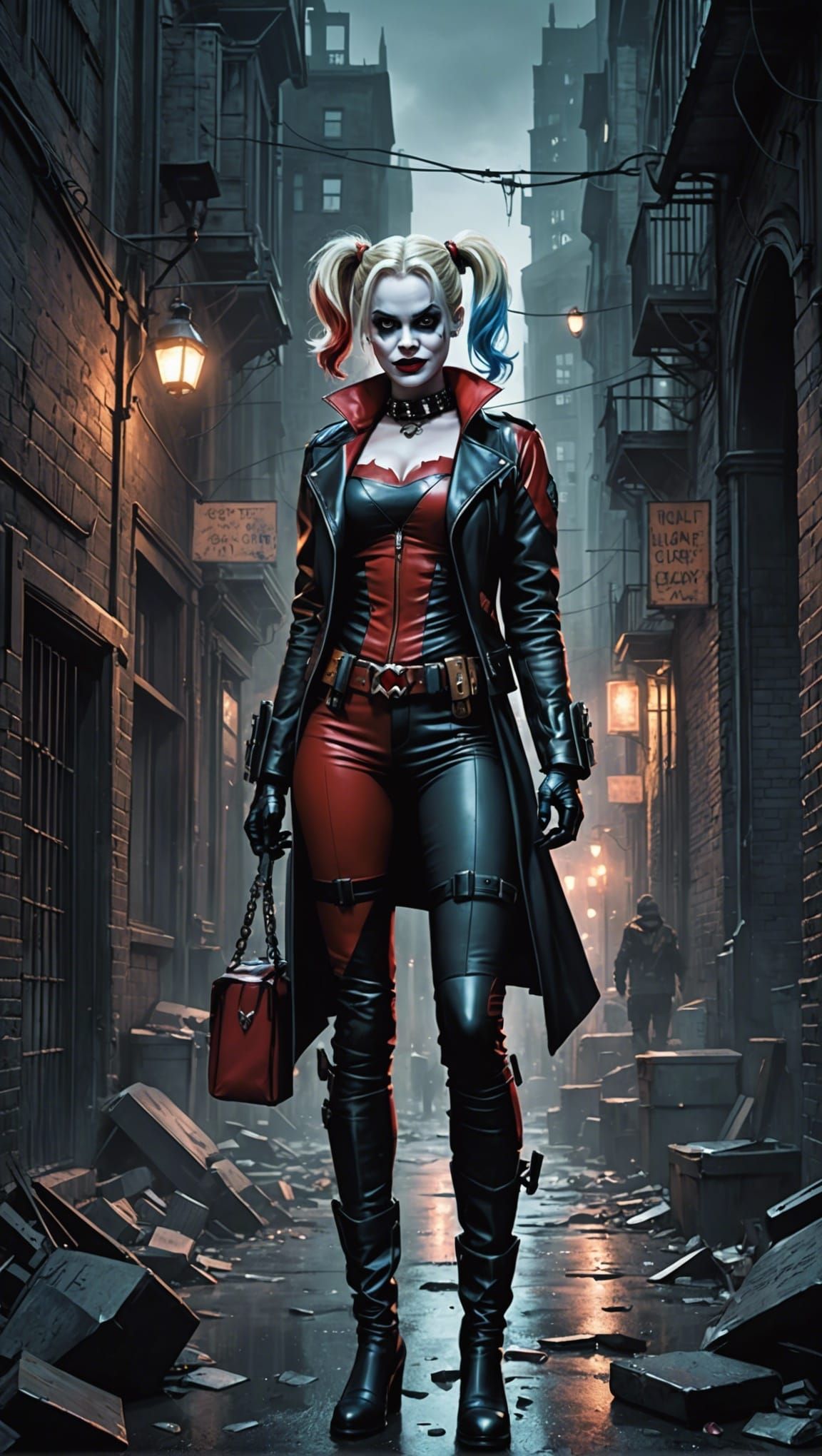 A beautiful Harley Quinn lives in Gotham City, a dark and da...