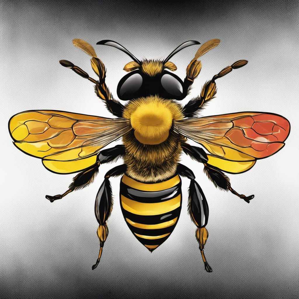 An Italian honey bee with vibrant colors