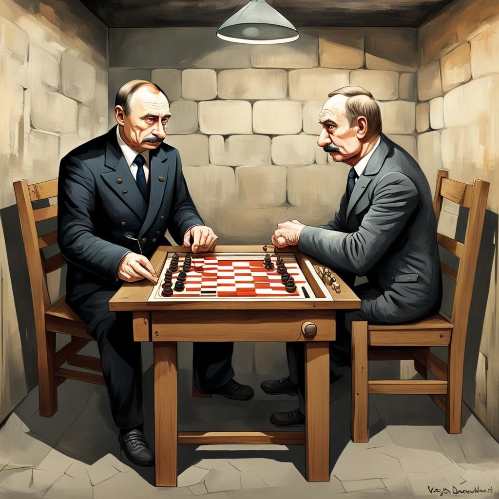 PutinStalun mixes play backgammon in a prison AI Generated Artwork