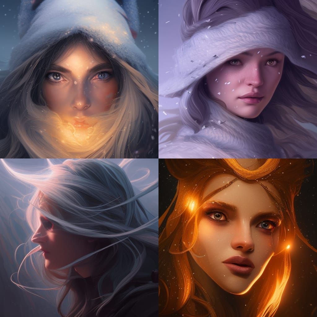 Winter Solstice Spirits - hyper-defined, hyper-detailed, int...