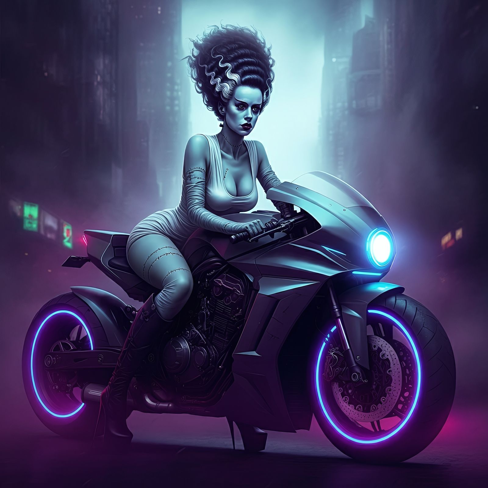 Neon Biker Bride