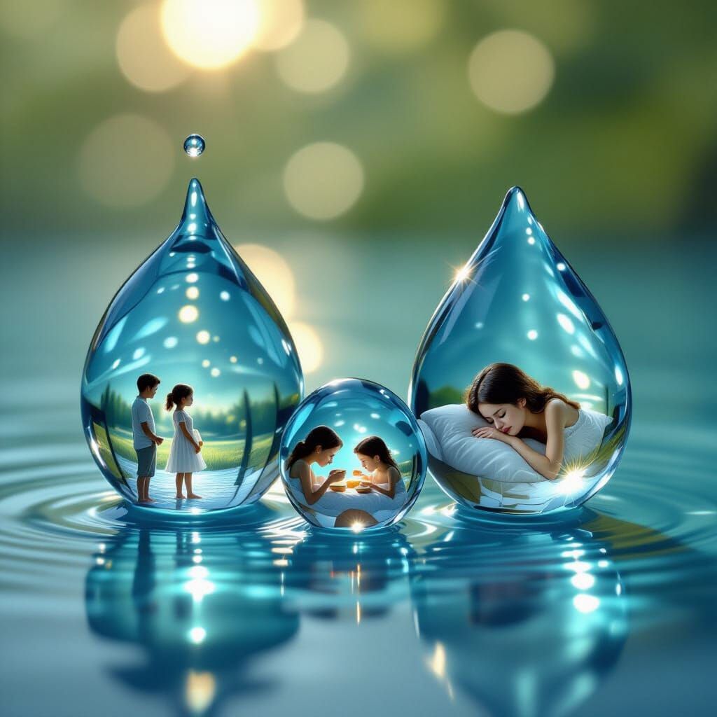 Hyperrealistic Water Droplets: Life's Moments Captured