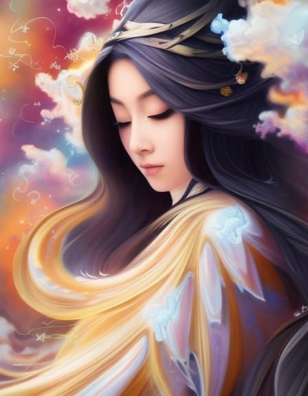 Magnificent Cloud Lady in Anime Style
