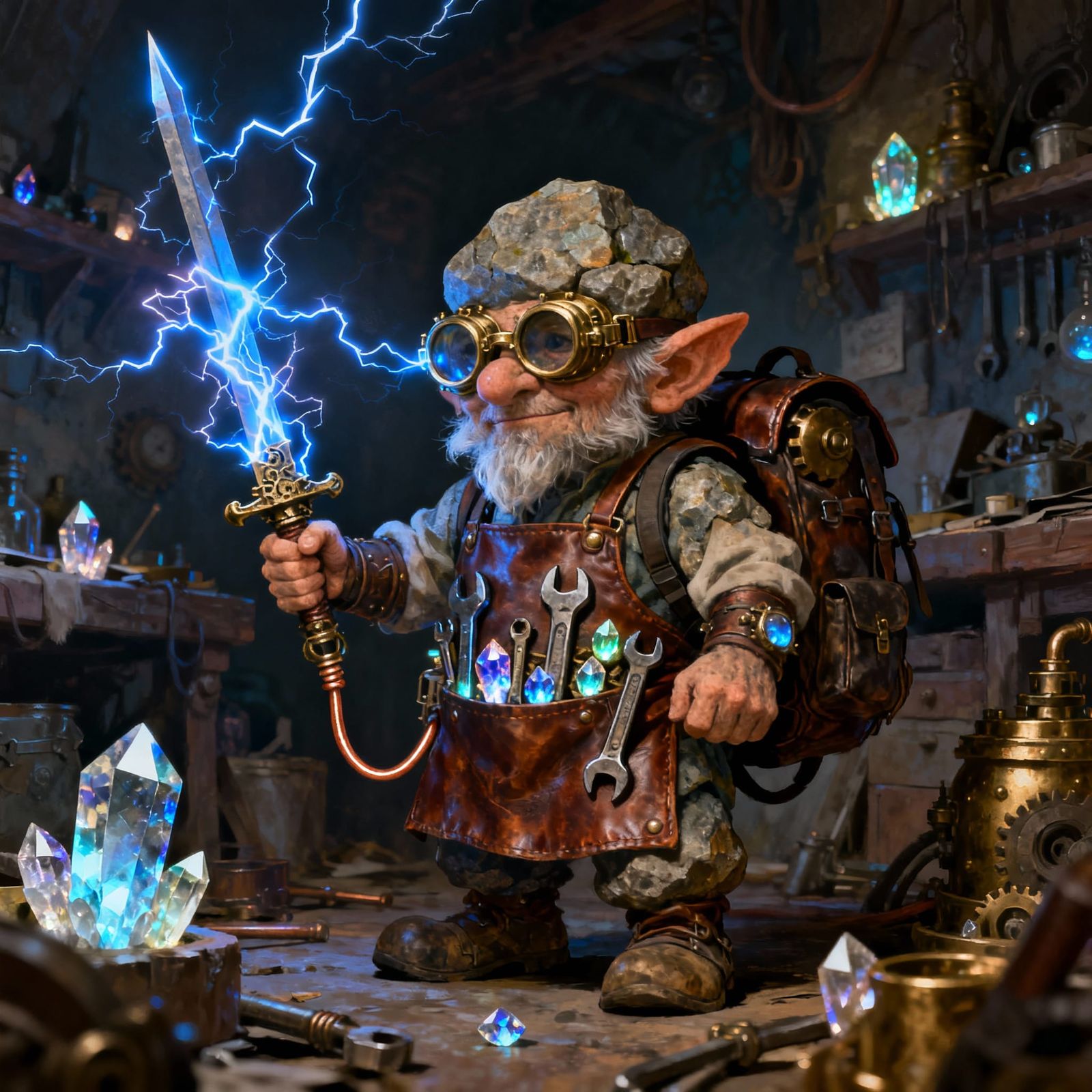 Create a prompt for this character. 4. The Clockwork Tinkerer (Rock Gnome Artificer)
Gnomes are small, eccentric invento...
