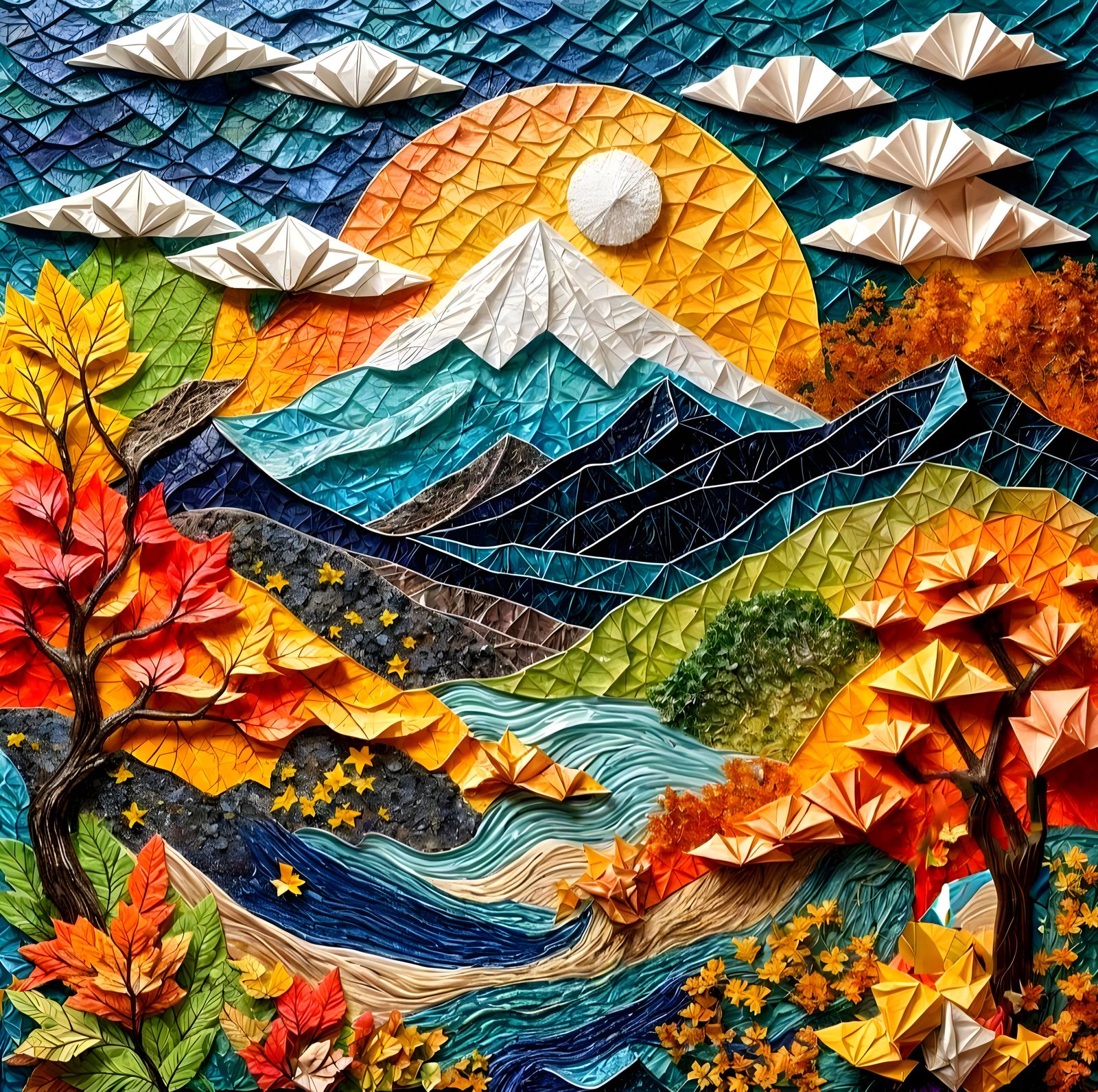 fall paper collage art