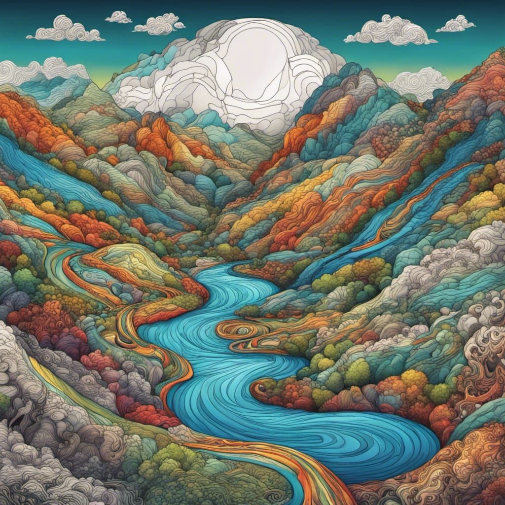 Zentangle extreme effect rolling hills and mountains with a ...