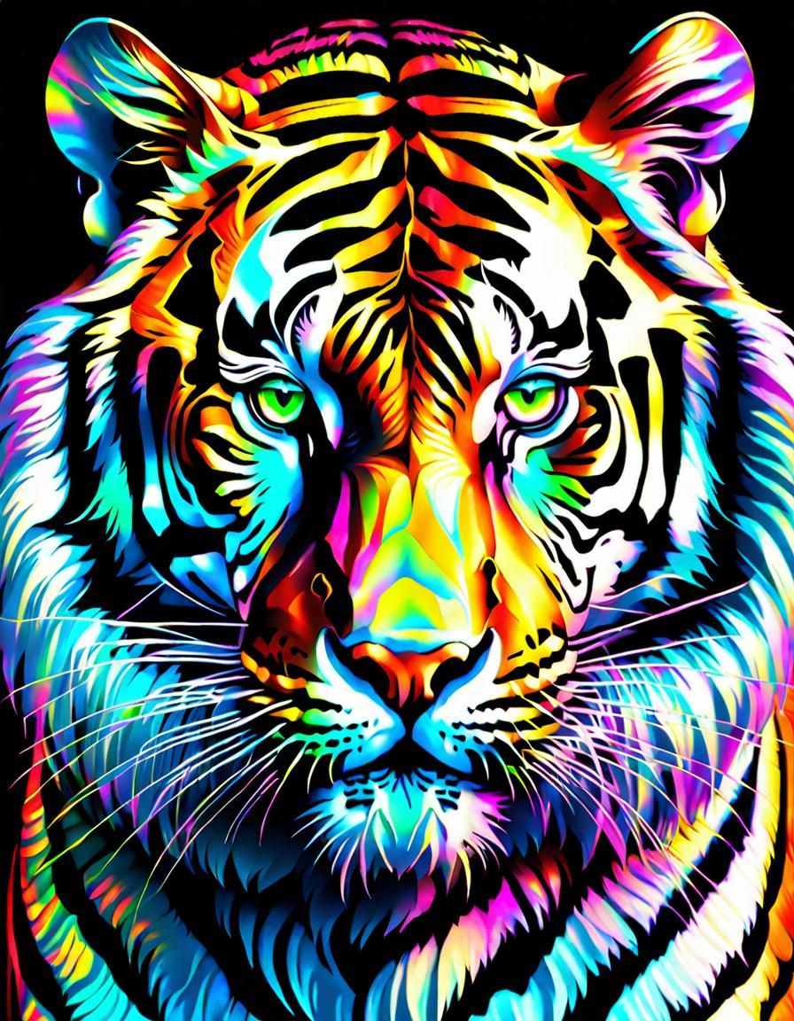 Holographic Tiger - AI Generated Artwork - NightCafe Creator