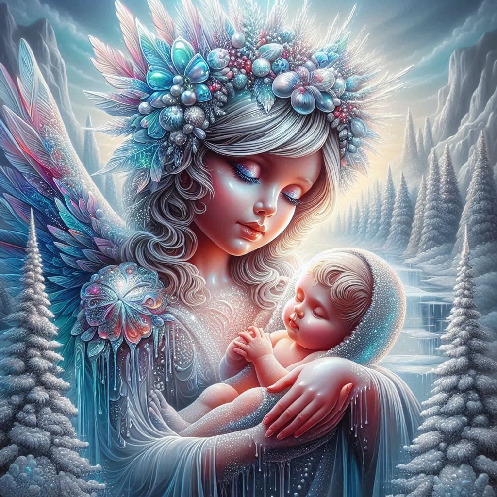 Angel holding a baby