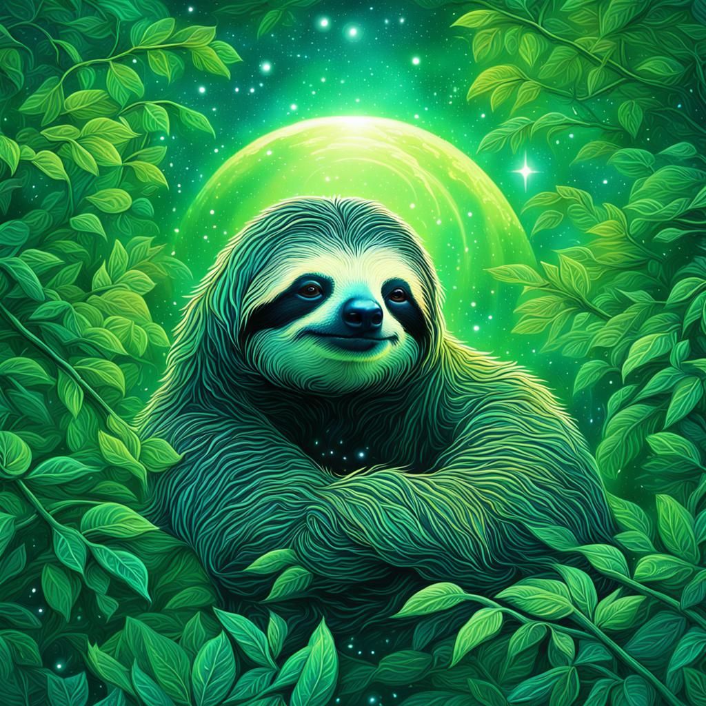 sloth in green trees