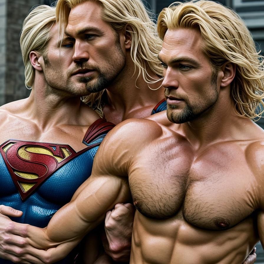 Blonde Aquaman Kisses Superman: Superhero Romance