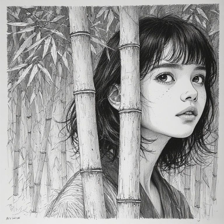 Portrait with bamboo