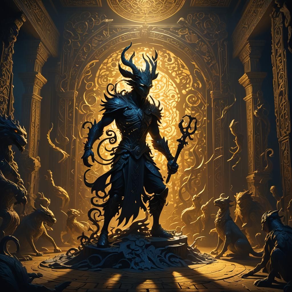 Shadow Sculptor Creates Mythical Creature in Dark Fantasy Ar...