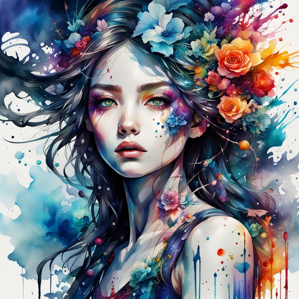 Vivid Fantasy World in Stylized Watercolor Art