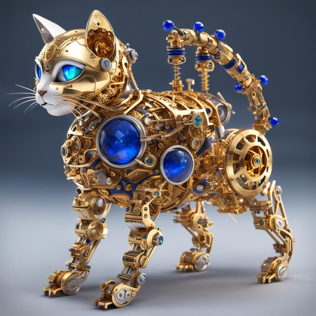 Golden mechanical cat