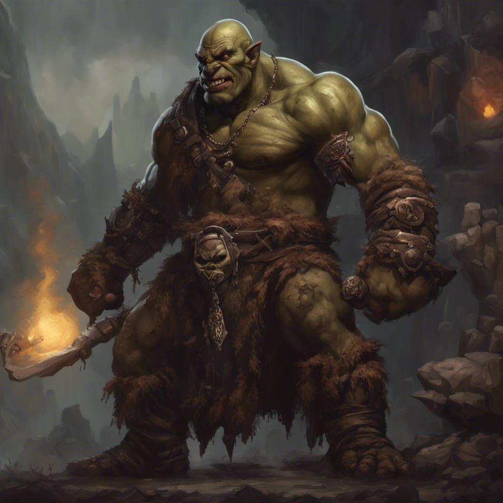 An Orc with brown skin, mag'har, shaman, BALD, shadowmoon ritual ...