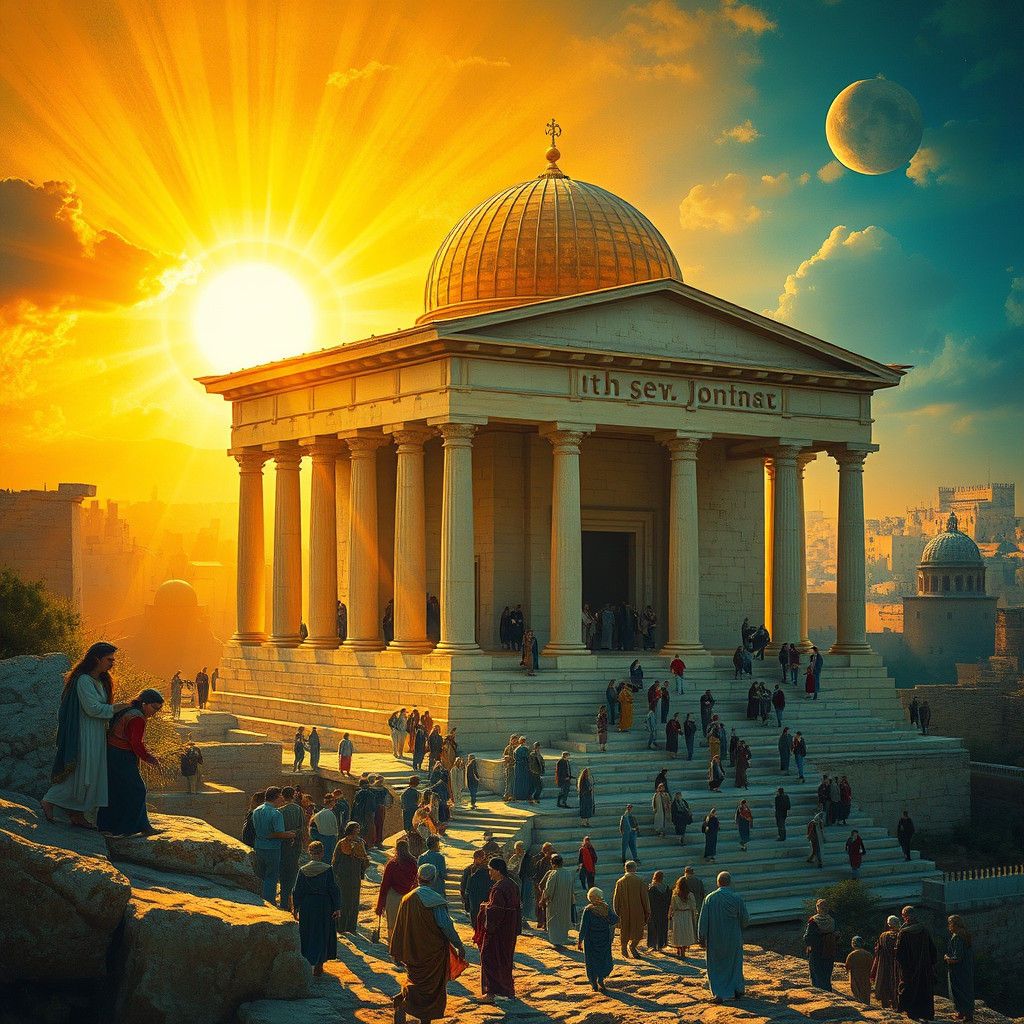 Jerusalem Temple Sunrise Pilgrimage in Ethereal Style