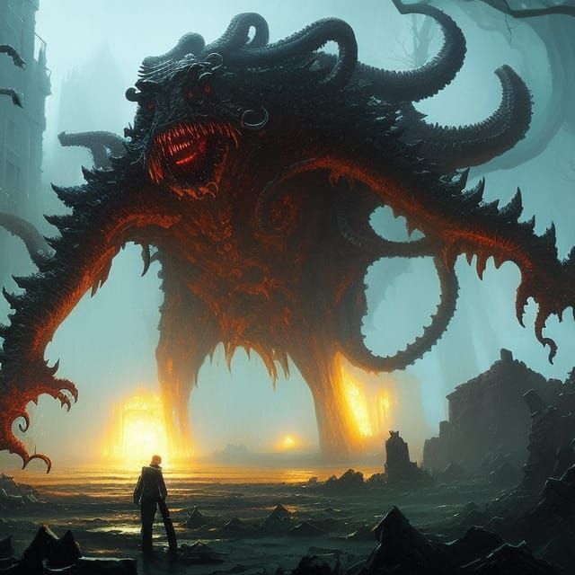 Giant Lovecraft Monster - AI Generated Artwork - NightCafe Creator