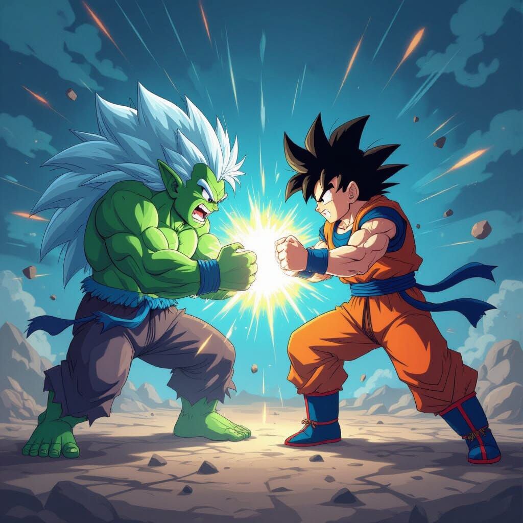 Epic Troll vs Goku Fight in Anime Style