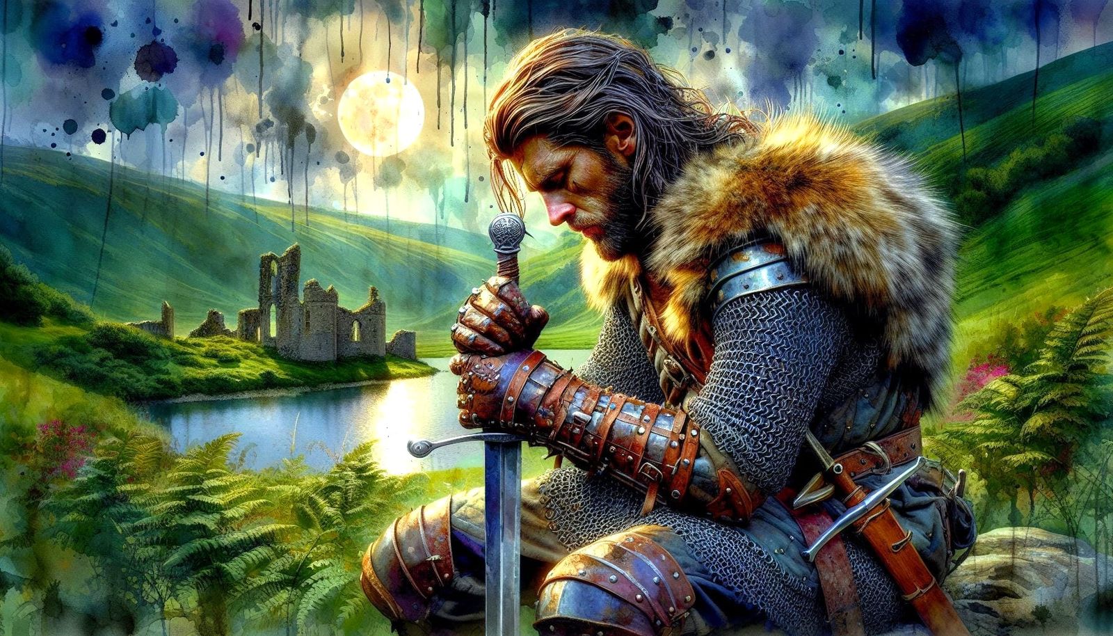 Contemplative English knight