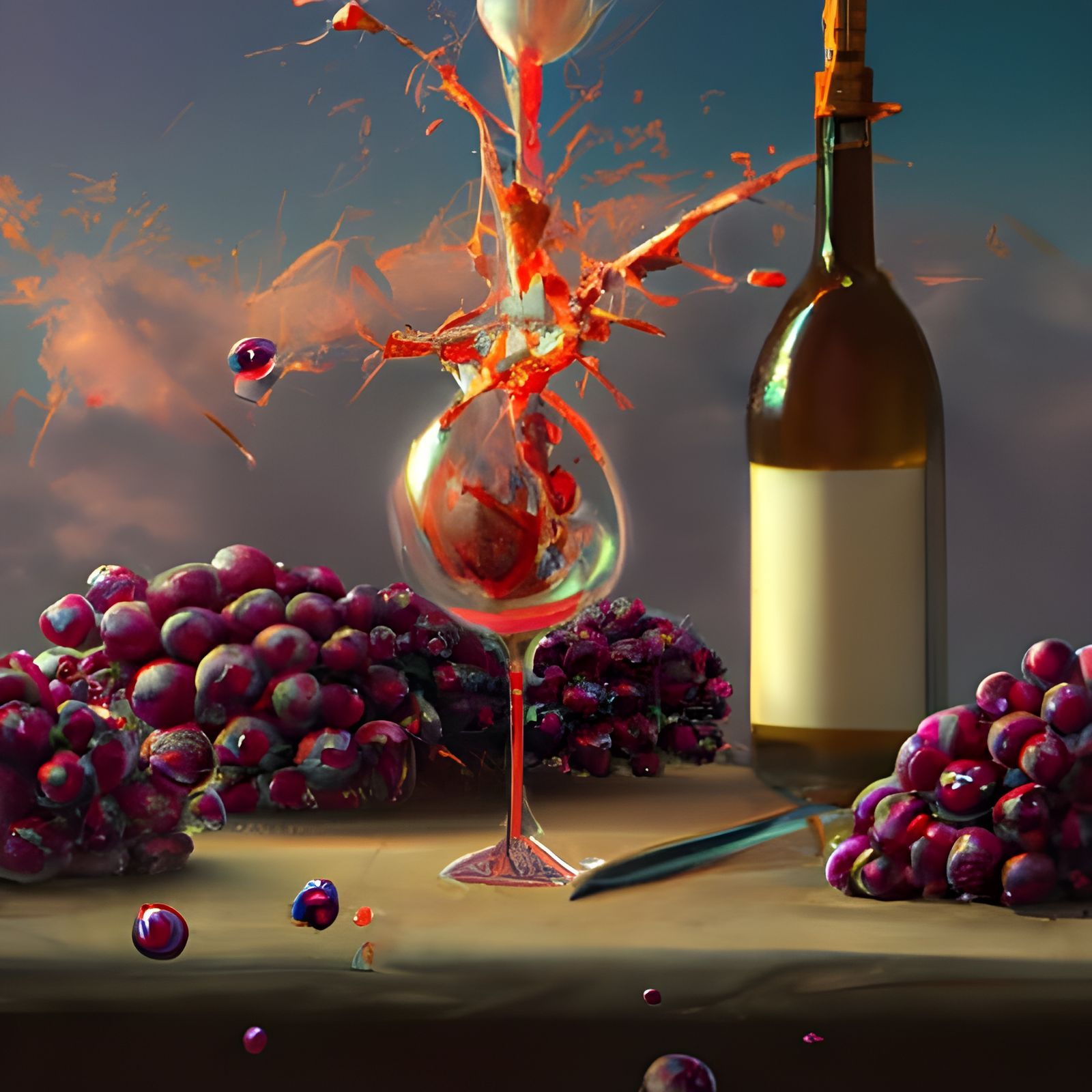 exploding wine glass AI Generated Artwork NightCafe Creator