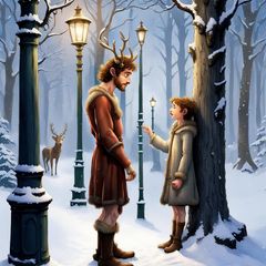 Mr Tumnus, faun of Narnia, meeting Lucy at the lamp post in Narnia ...