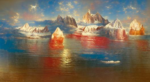 Clear sky, ice crags in arctic waters Frederic Edwin Church
