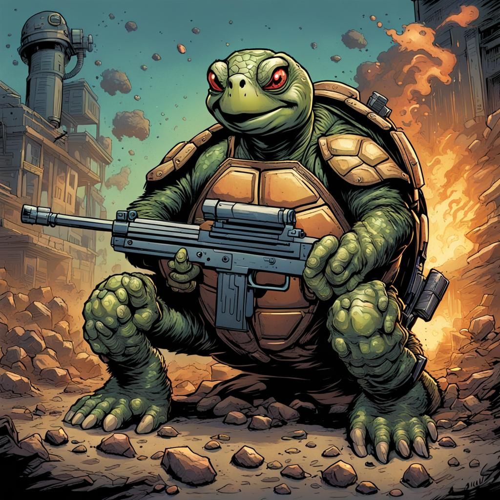 happy turtle with grenade launcher