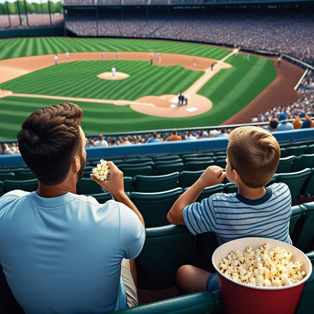 Father and son watching a baseball game