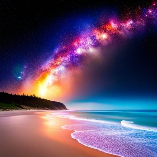 Galaxy over the Beach - AI Generated Artwork - NightCafe Creator