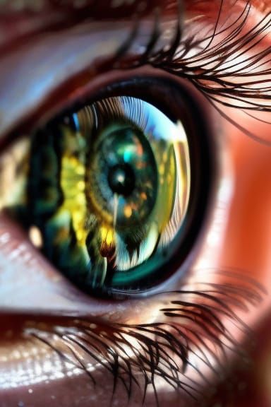 Eye, Looking Up, long lashes, insane details, hazel-green