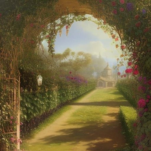 Archway of Tangled Vines - climbing rose, honeysuckle, morning glory, clematis, wisteria  by @RVB