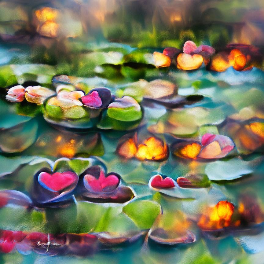 hearts and waterlilies bokeh artwork