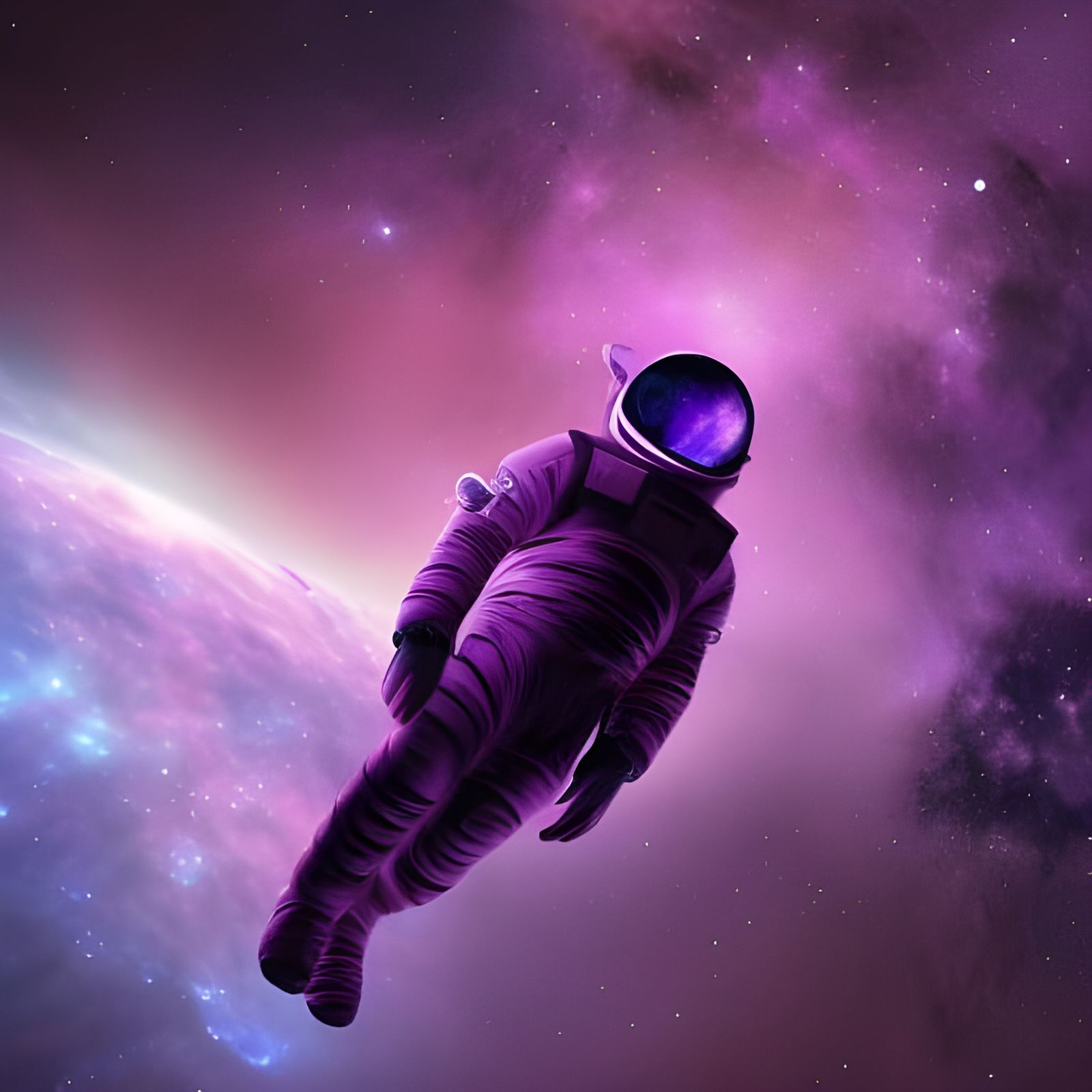 Purple astronaut in purple space AI Generated Artwork NightCafe Creator