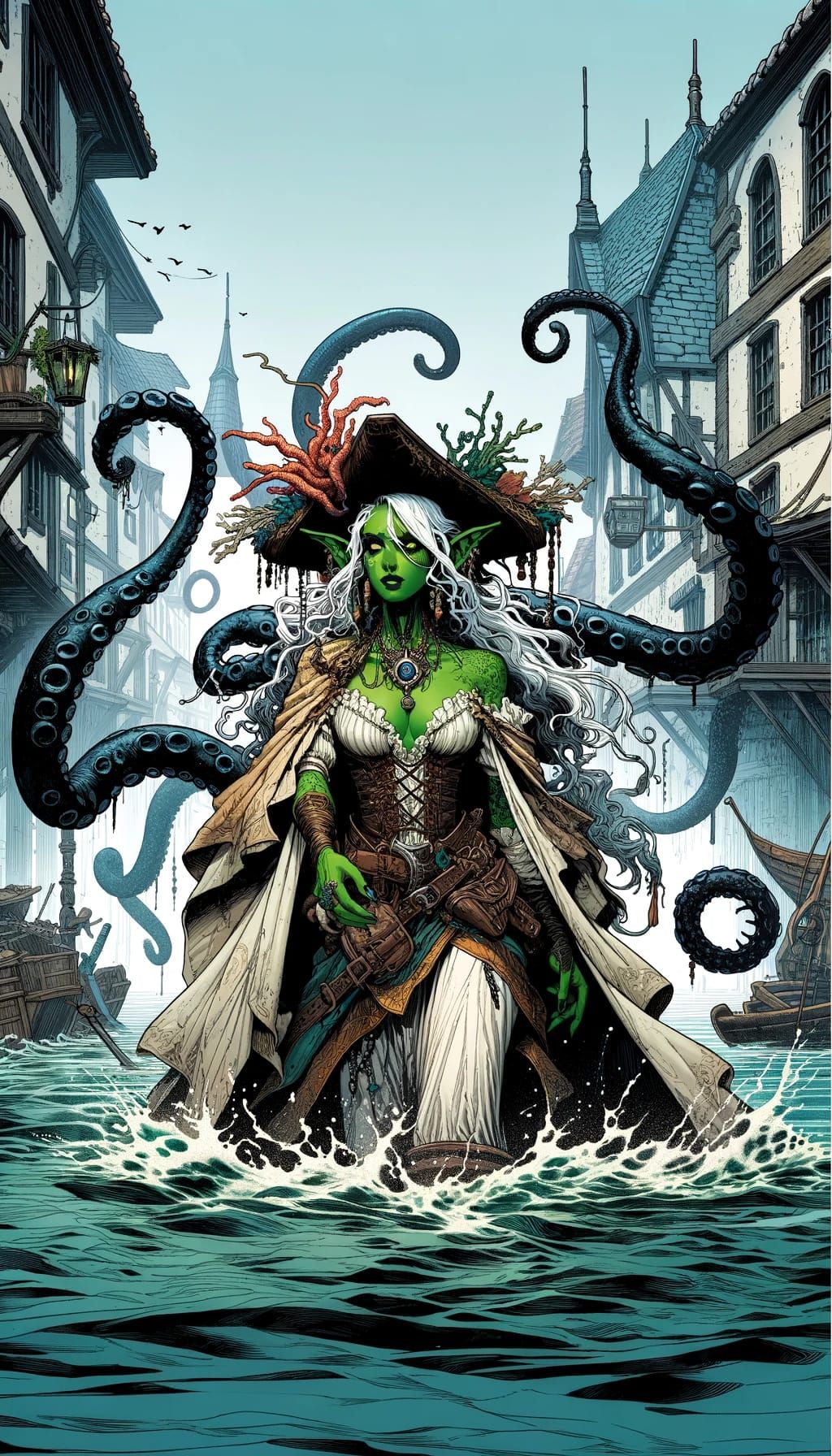 Hexblood Fathomless Warlock as she walks through skull port reeking havoc with her tentacle summons