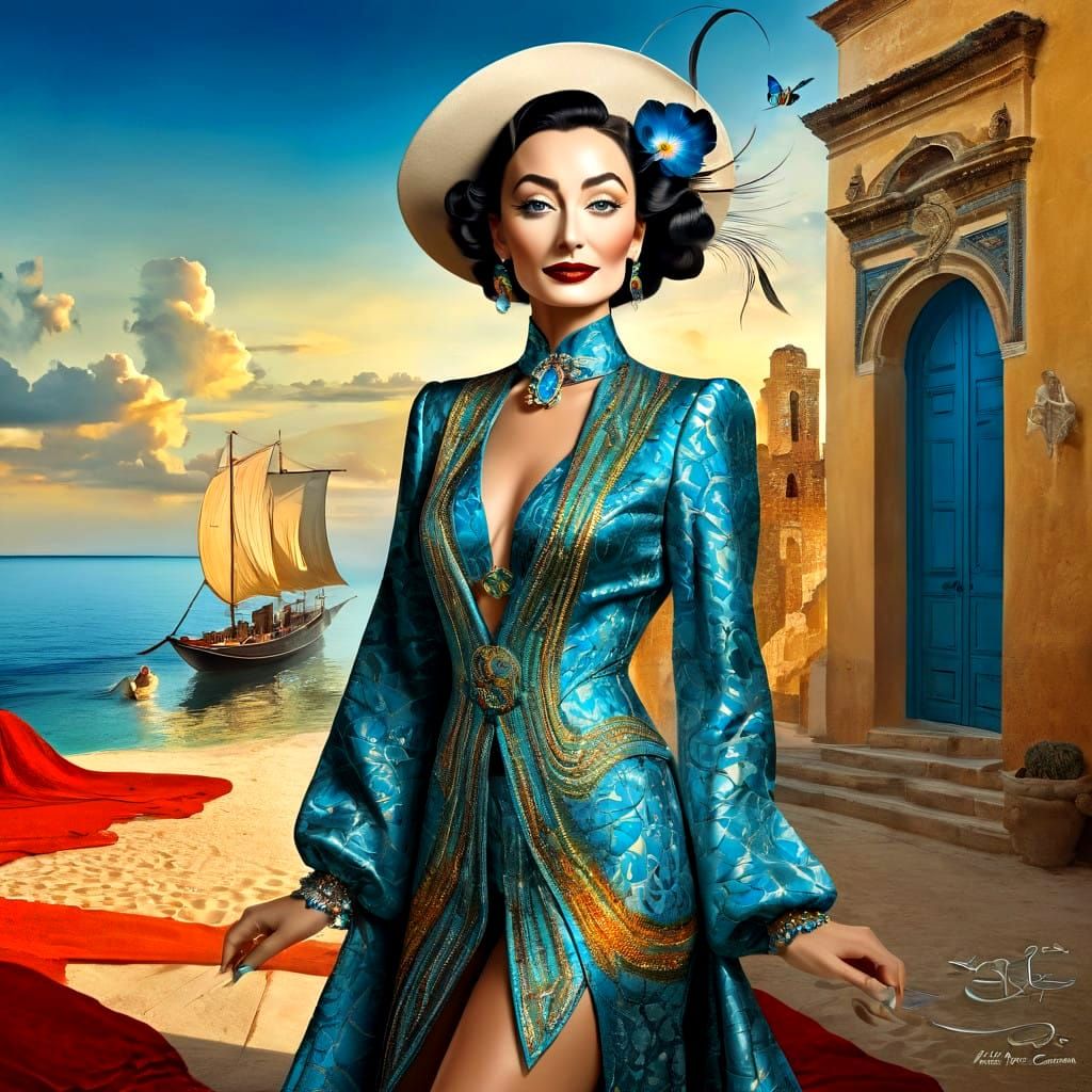 Surreal Portrait of a Charismatic Lady in a Vibrant, Humorou...