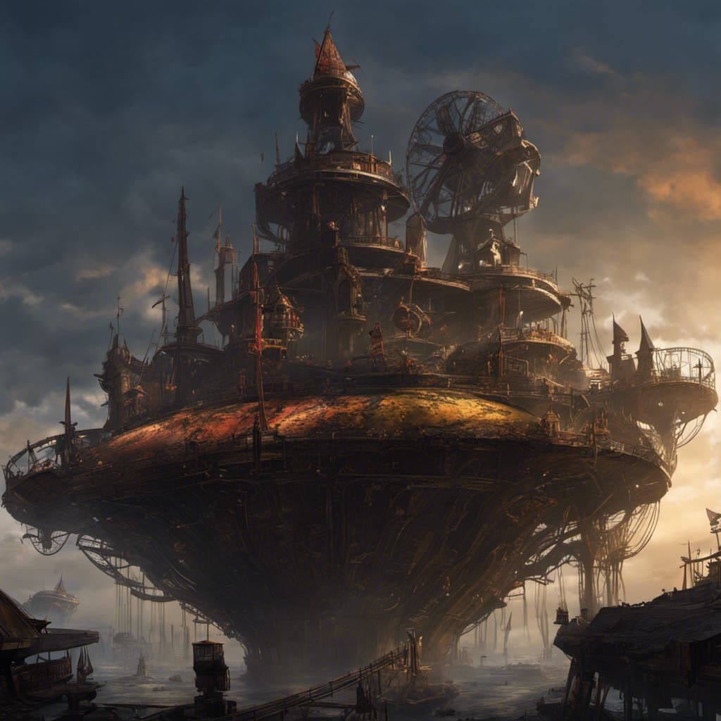 A post apocalyptic island amusement park masterpiece, 8k resolution ...