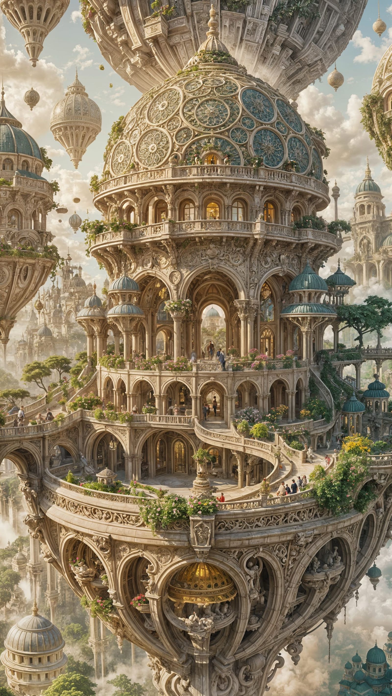 Floating City of Dreams in Ethereal Light