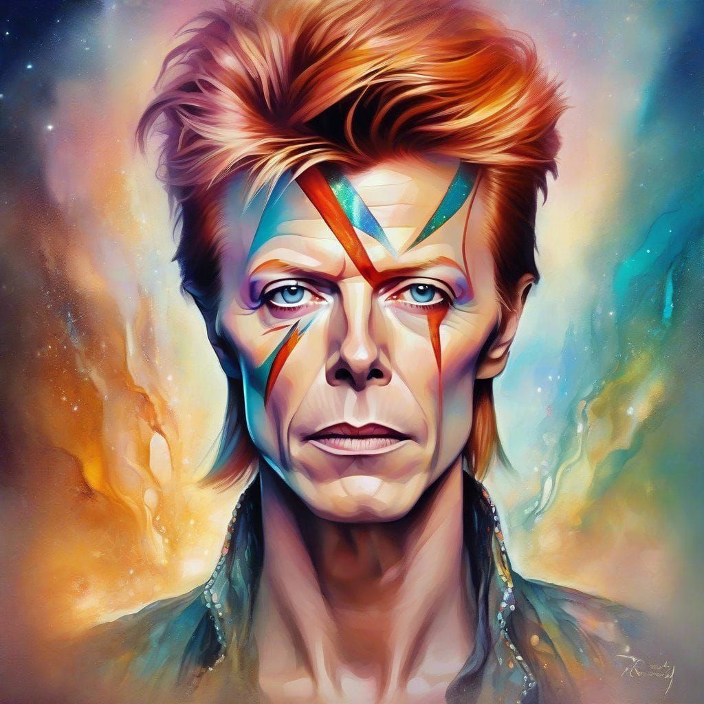 intricate realistic portrait of singer david bowie looking in camera ...