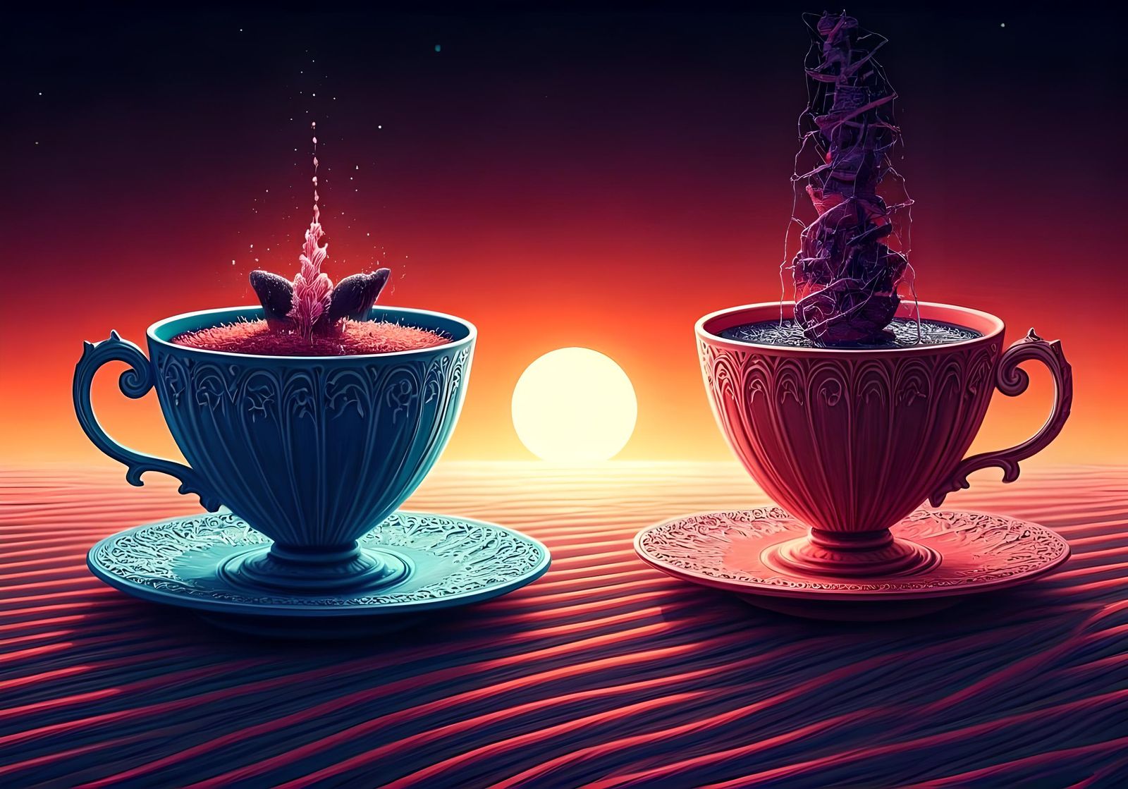 Teacups Surreal Dreamcore Bernie Wrightson Candy-Vampires
